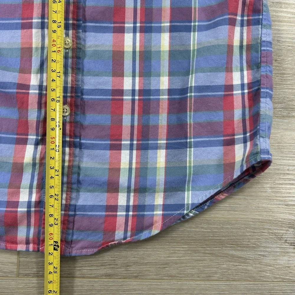 Ralph Lauren Medium (10-12) Pastel Plaid Long Sleeve Button Down 100% Cotton‎